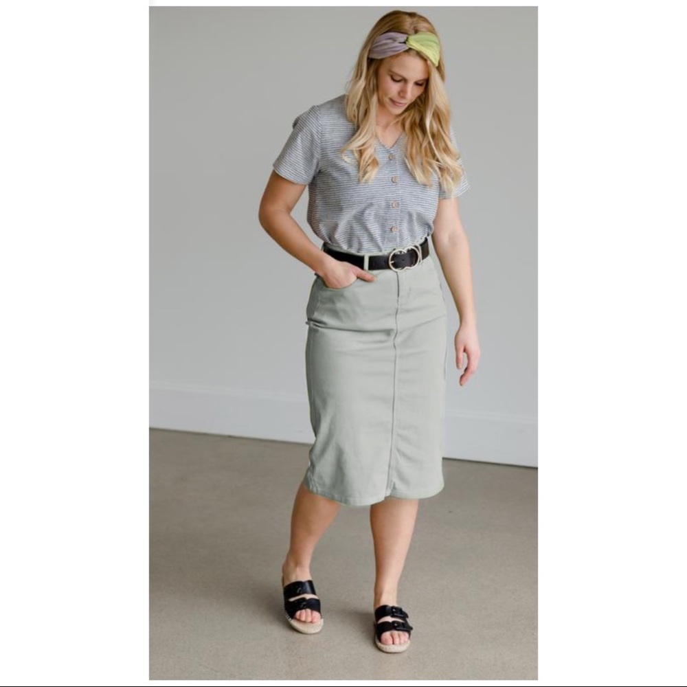 Seafoam Green Denim Skirt